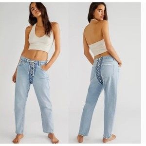 Free people Oneteaspoon Lace Up Bandit Jeans Size 34 NWT